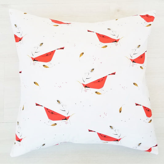 Organic Cotton Accent Pillow in Cardinal Holiday Print