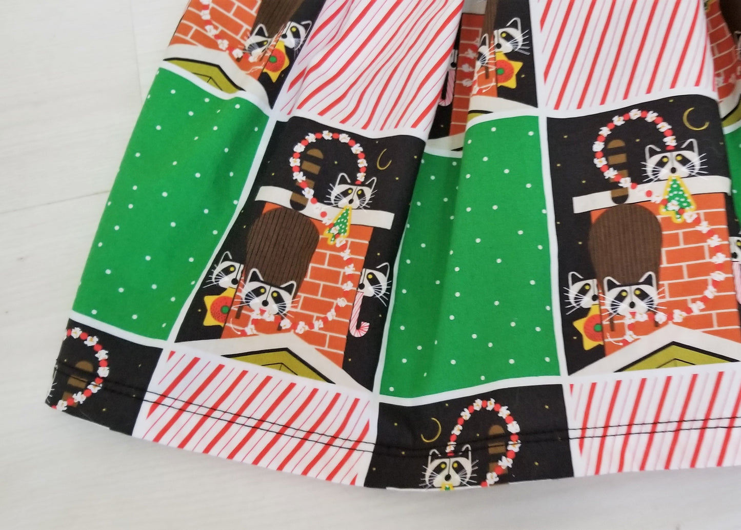 Organic Cotton Girl's Christmas Dress in Charley Harper Raccoon Print