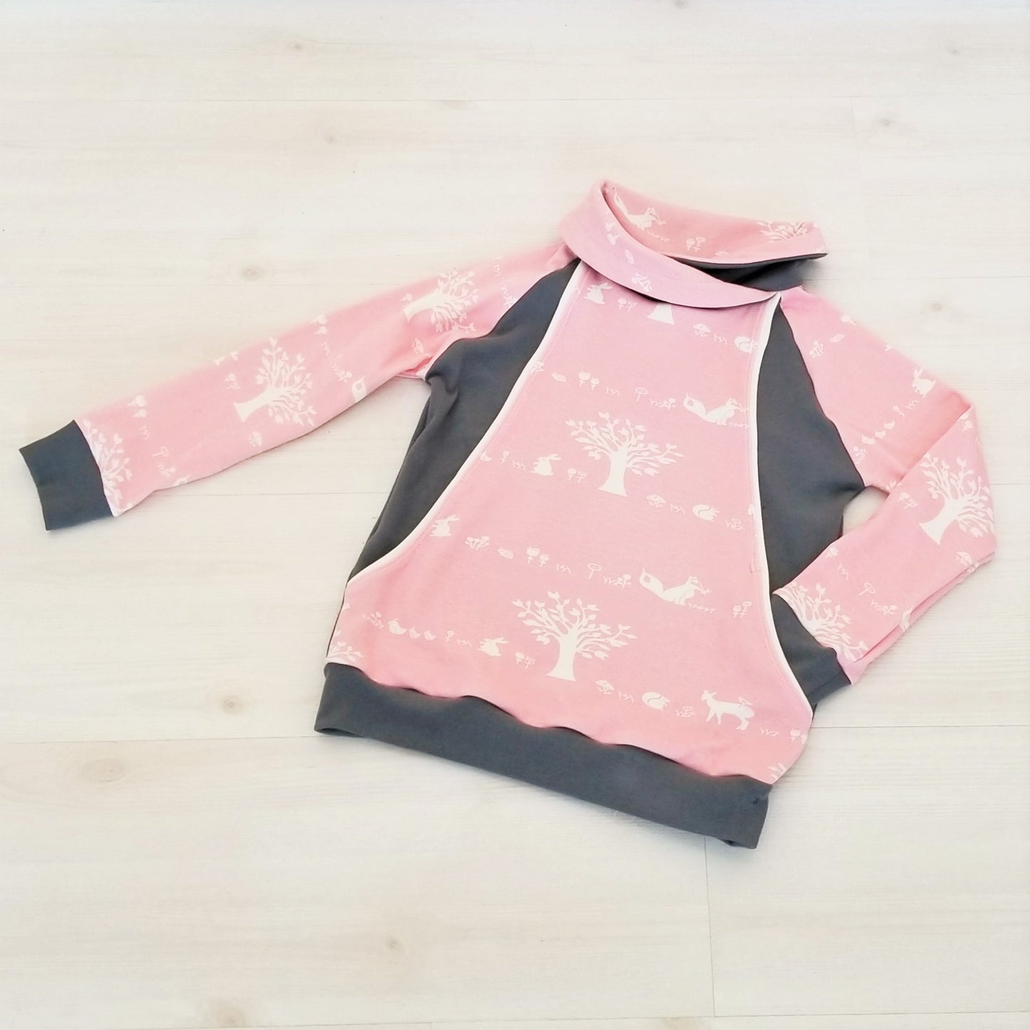 Organic Girl's & Toddler's Pullover in Pink Woodland Print