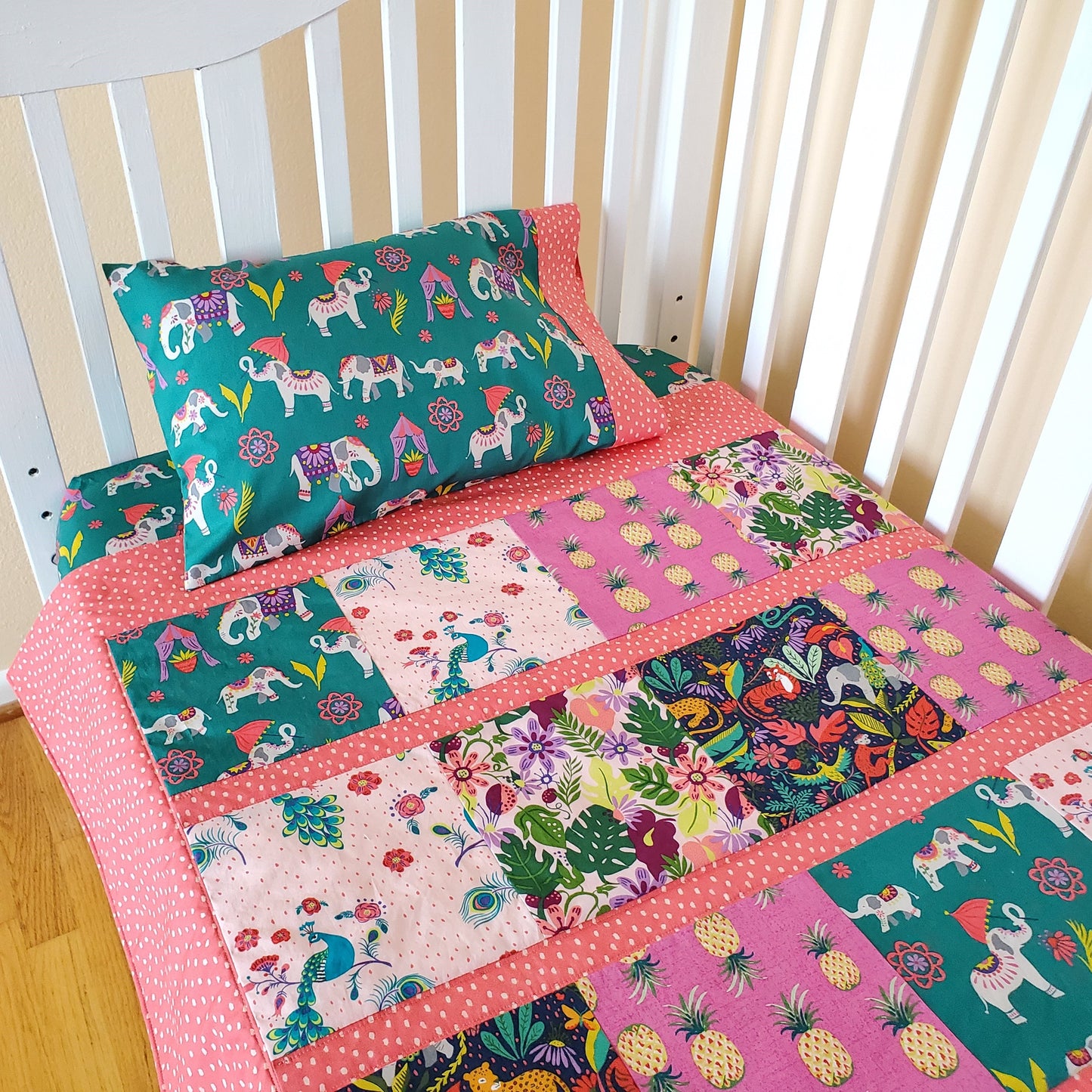 Organic Crib Bedding Set - Organic Toddler Bedding Set - Jungle Animals