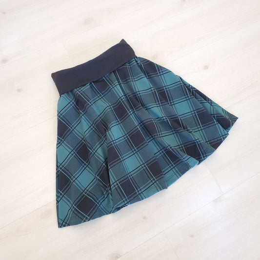 Girl's Green Plaid Circle Skirt in Organic Cotton