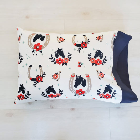 Organic Cotton Toddler Pillowcase with Horses