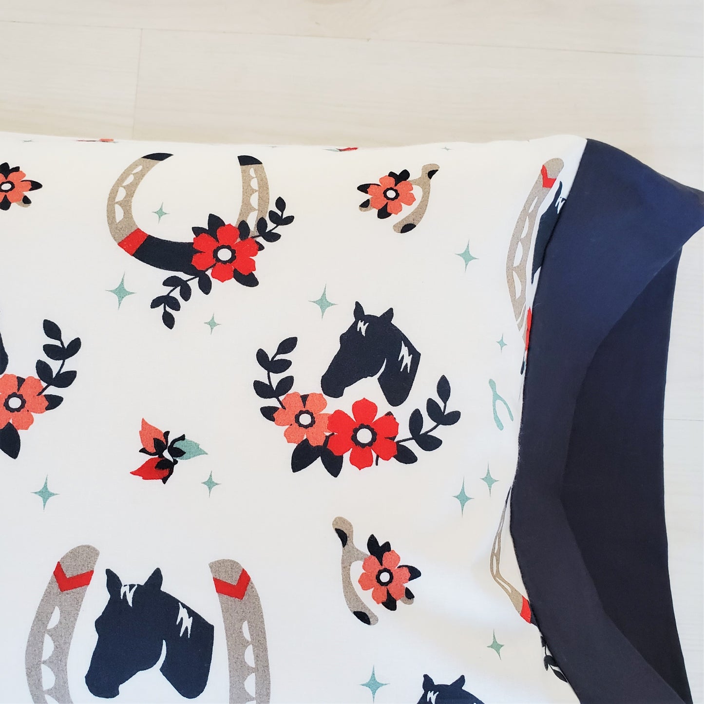 Organic Cotton Toddler Pillowcase with Horses
