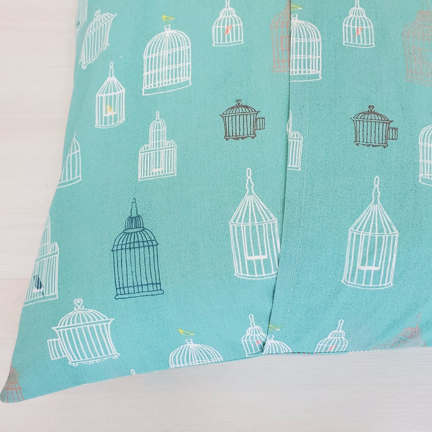 Organic Cotton Accent Pillow in Birdcage Print