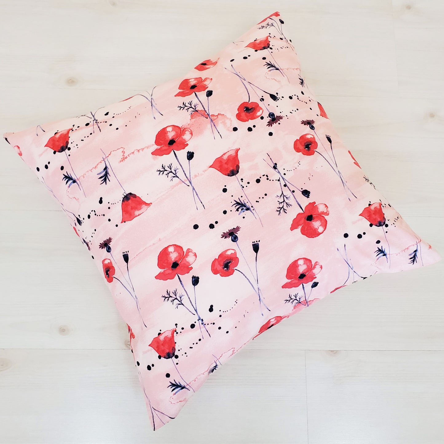 Organic Accent Pillow Cover with Poppies
