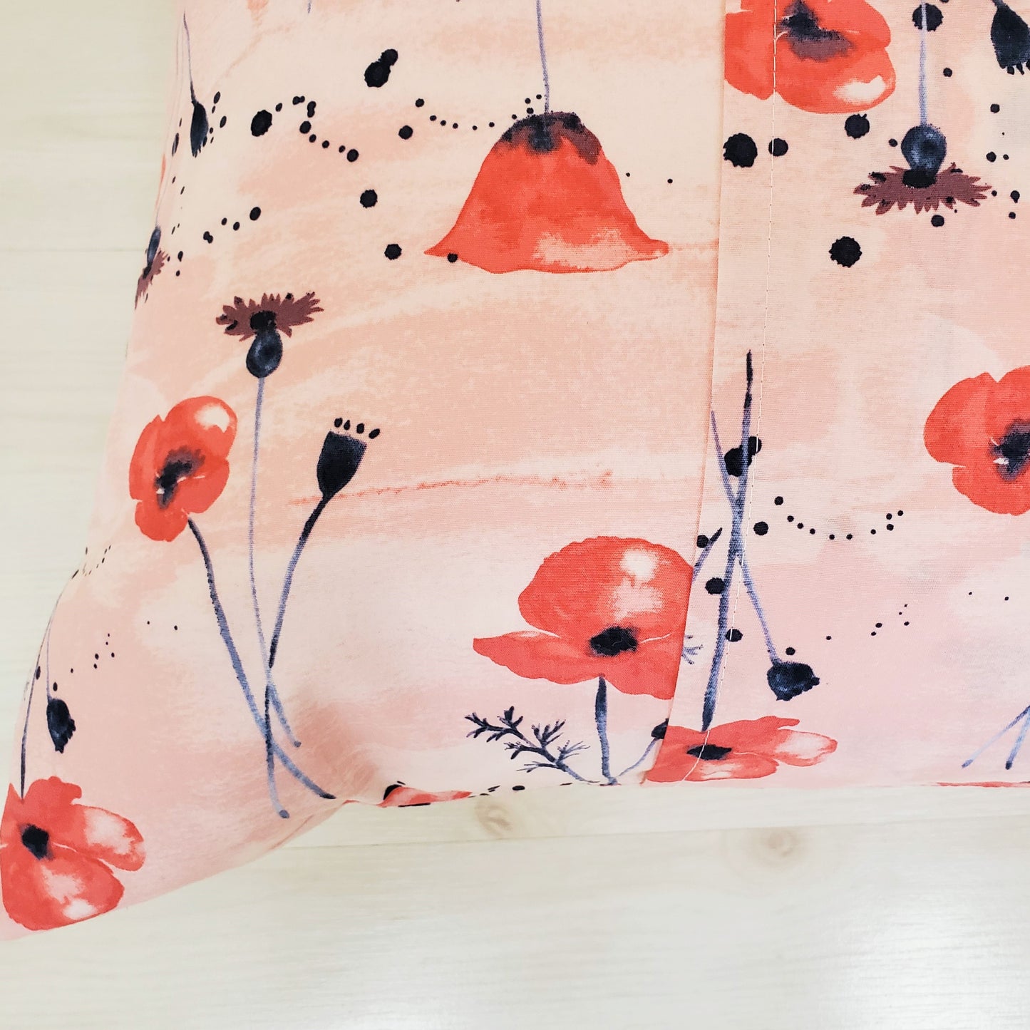 Organic Accent Pillow Cover with Poppies