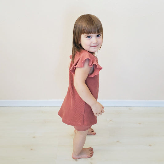 Children's Organic Cotton Waffle Knit Tank Top with Flutter Sleeves