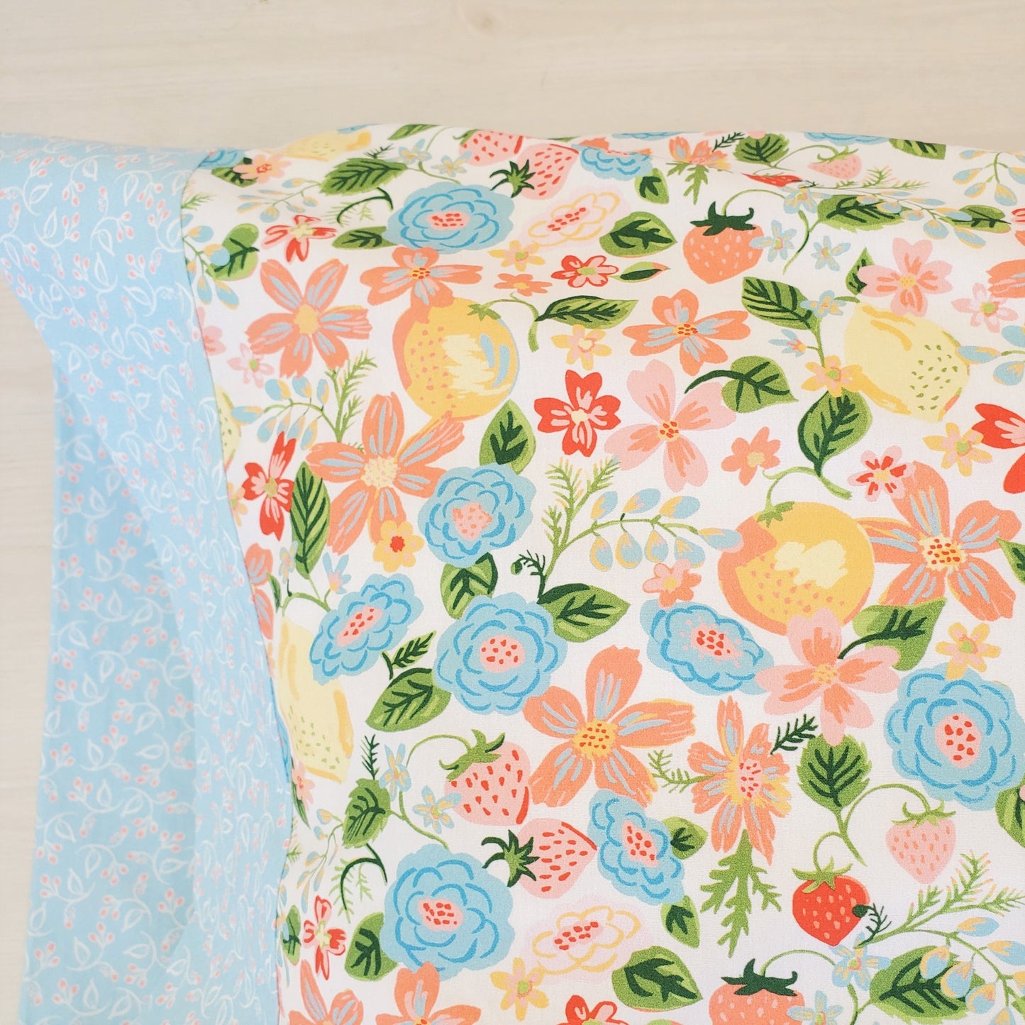 Organic Cotton Pillowcases in Floral & Fruit Print