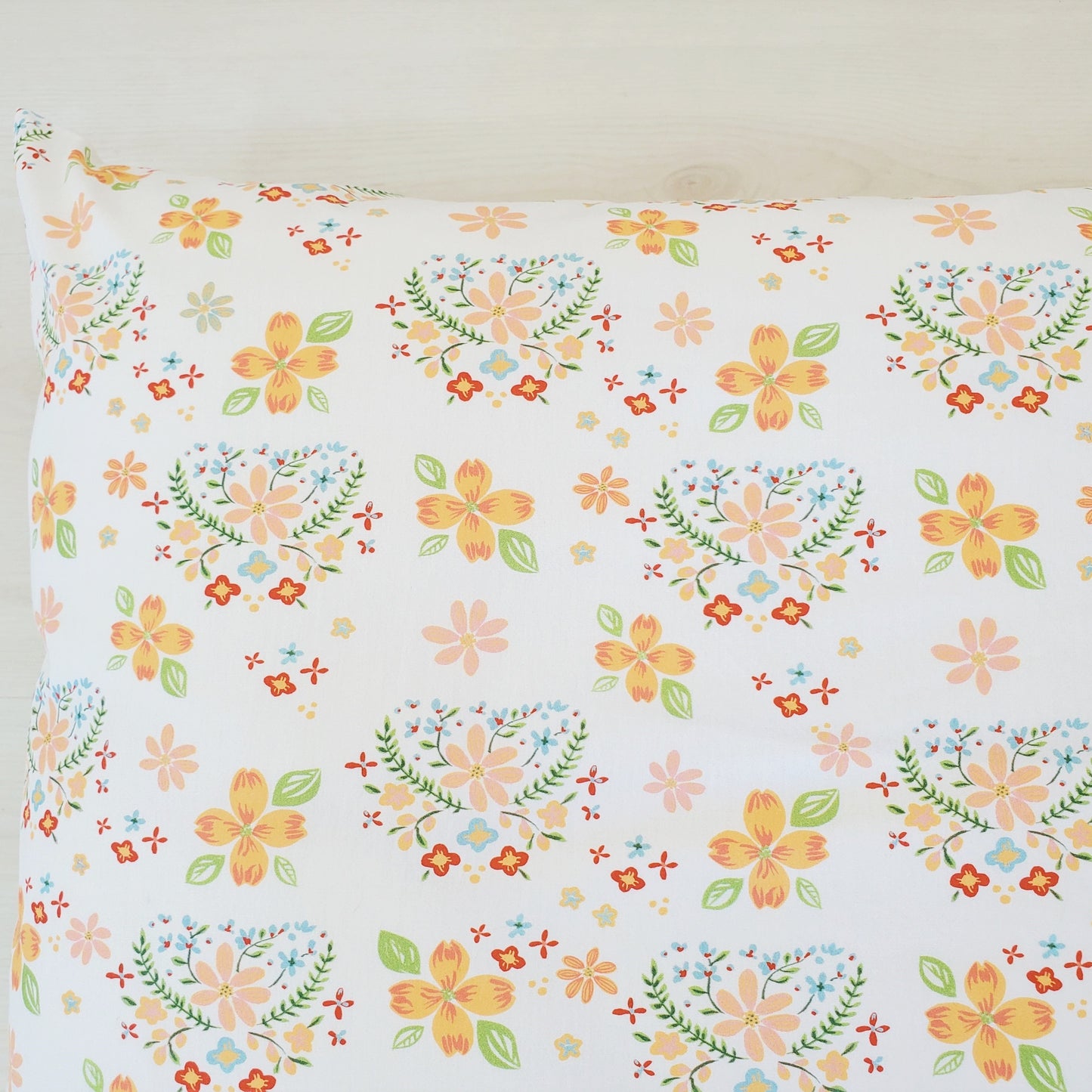 Organic Cotton Pillowcases in Floral Heart Print