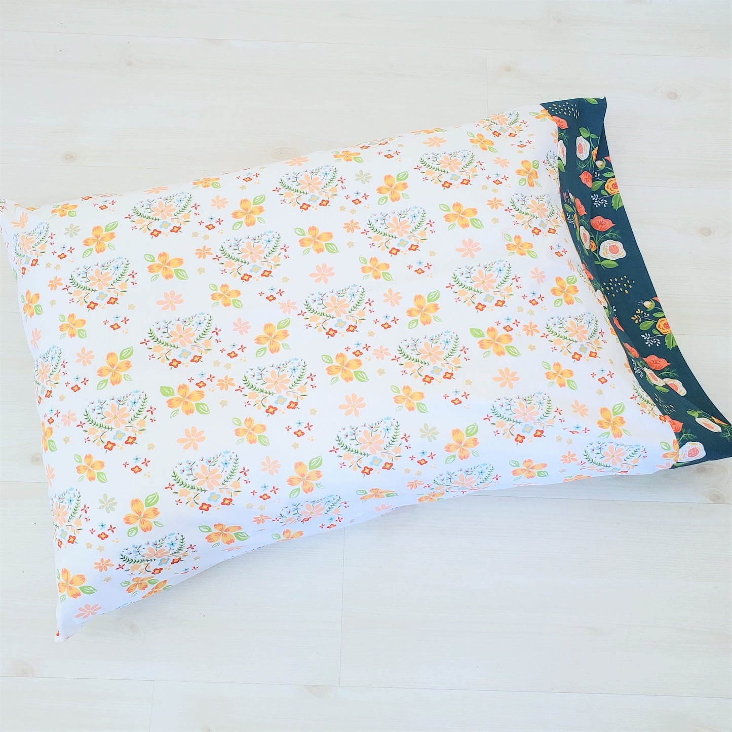 Organic Cotton Pillowcases in Floral Heart Print