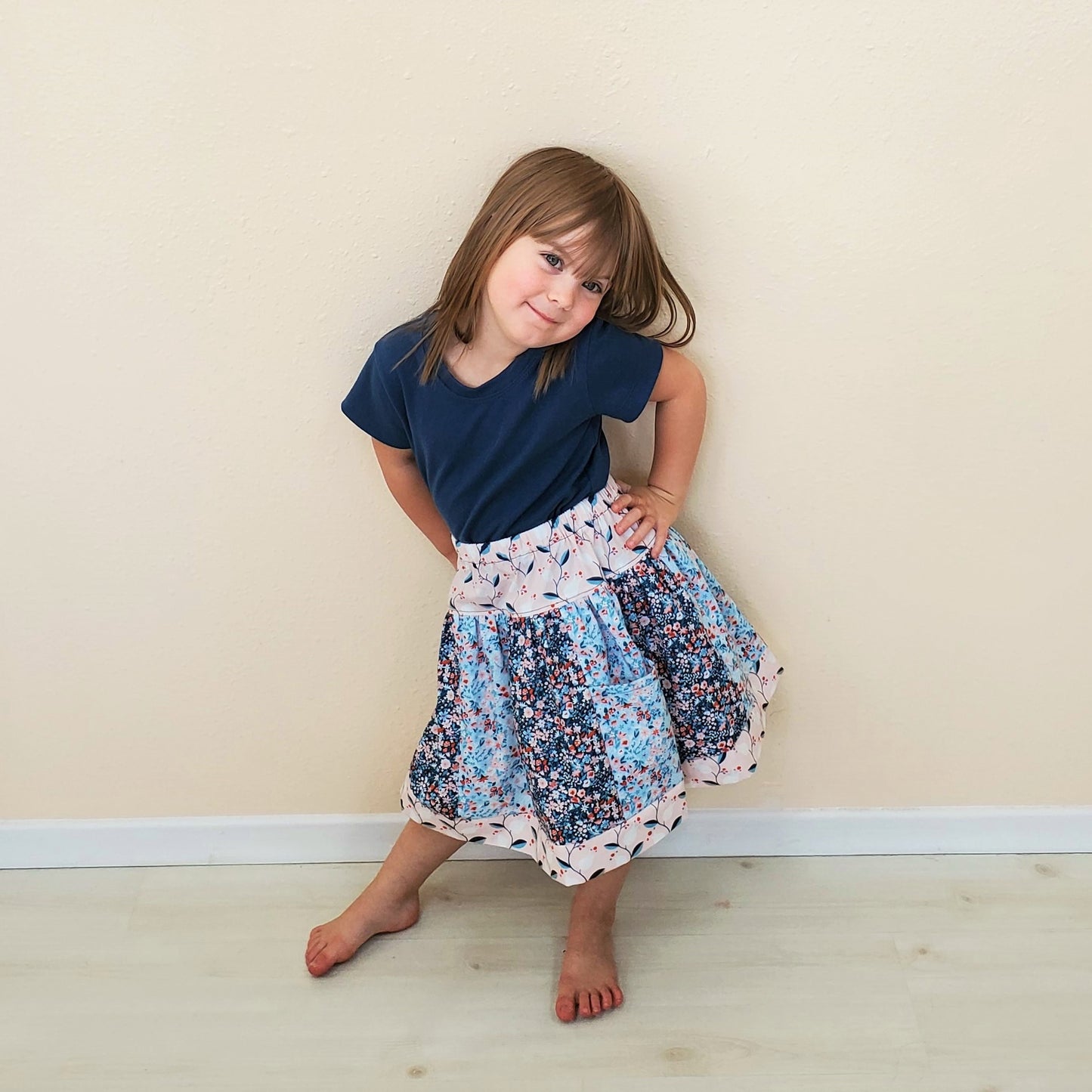 Girl's Floral Skirt in Organic Cotton