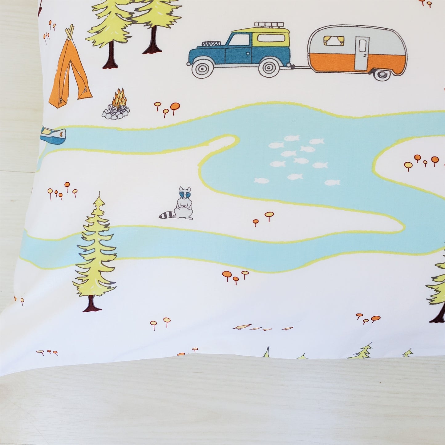 Camping Scene Organic Cotton Toddler/Travel Pillowcase