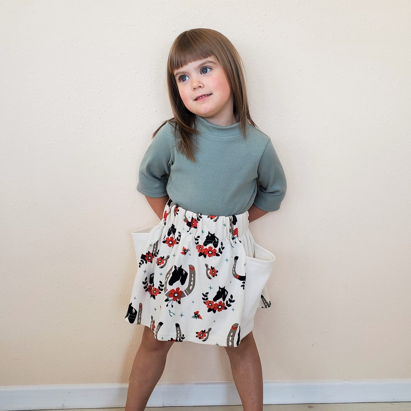 Girl's 3-Piece Capsule Collection with Horse Skirt