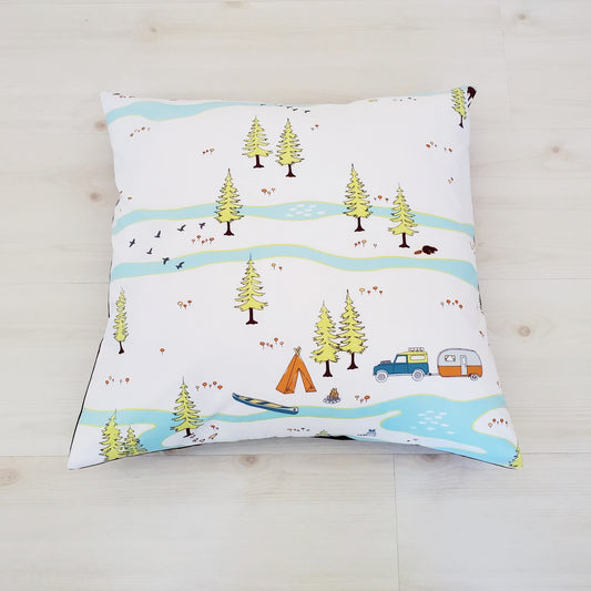 Camping Themed Throw Pillow Covers in Organic Cotton