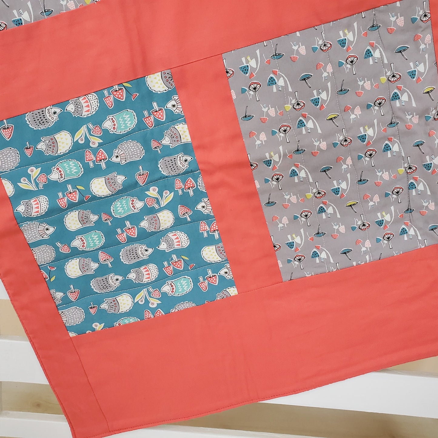Organic Cotton Baby & Toddler Quilt with Hedgehogs