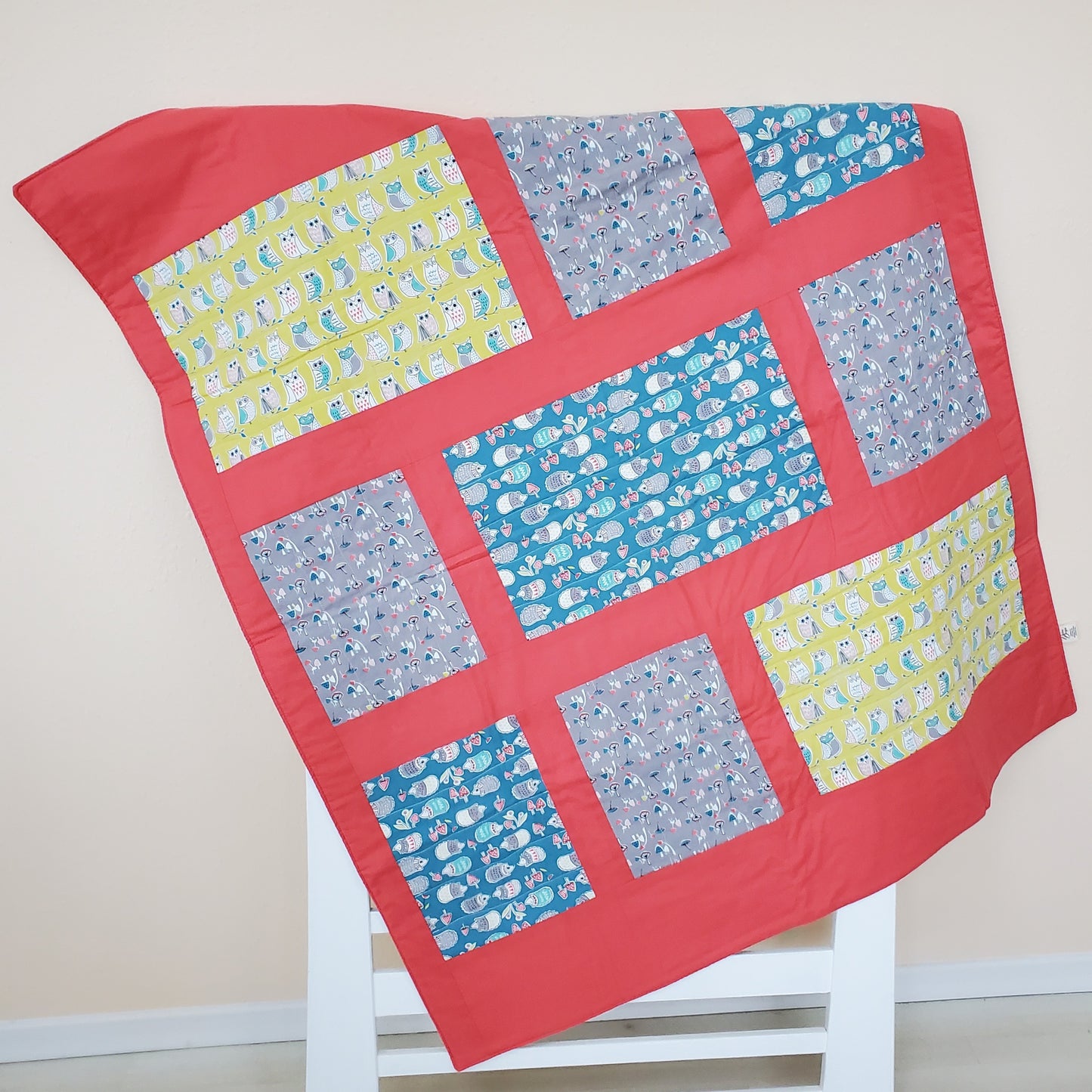 Organic Cotton Baby & Toddler Quilt with Hedgehogs