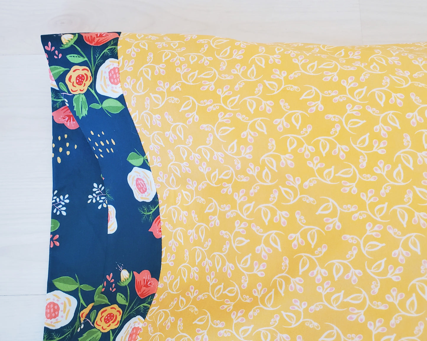 Organic Cotton Pillowcases in Floral Print on Blue