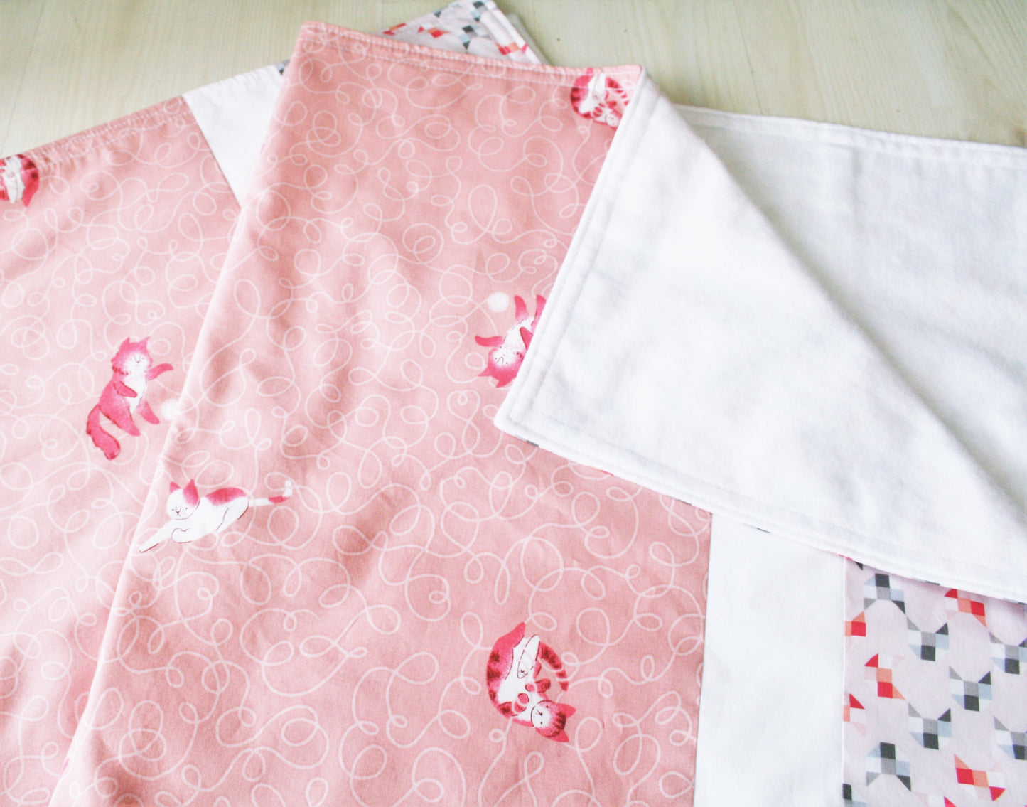 Pink Organic Cotton Baby & Toddler Blanket with Cats