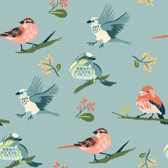 Organic Cotton Pillowcases in Bird Print