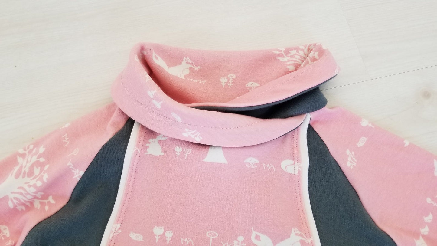 Organic Girl's & Toddler's Pullover in Pink Woodland Print