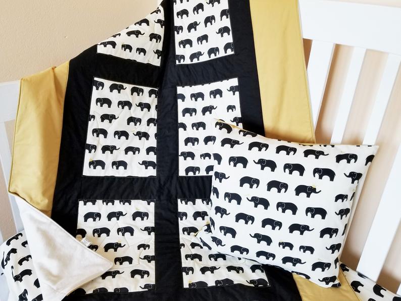 Elephant Baby & Toddler Quilt in Organic Cotton