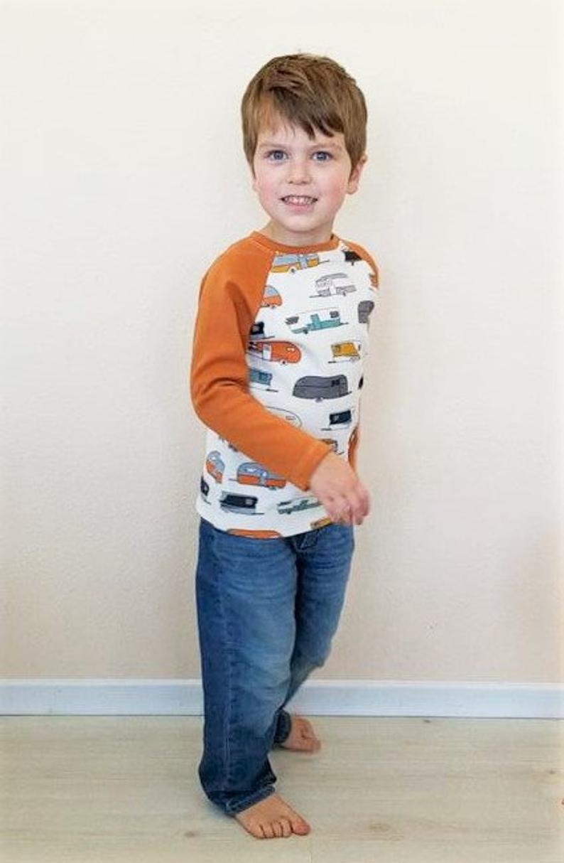 Organic Boy's Raglan T-Shirt - Toddler Raglan T-Shirt - Vintage Camper