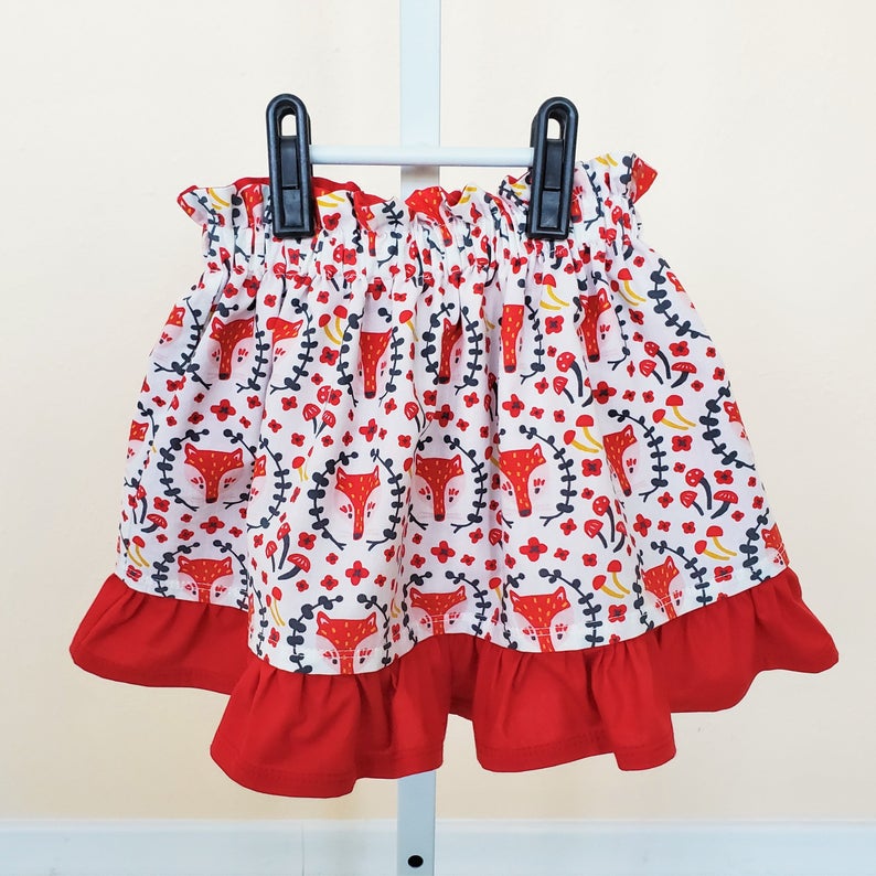 Organic Girl's Skirt - Toddler Skirt - Foxes - Floral