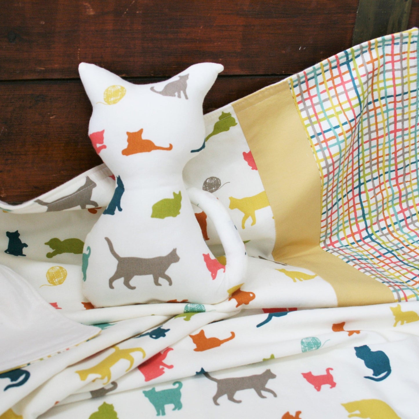 Organic Cotton Baby or Toddler Blanket with Cats