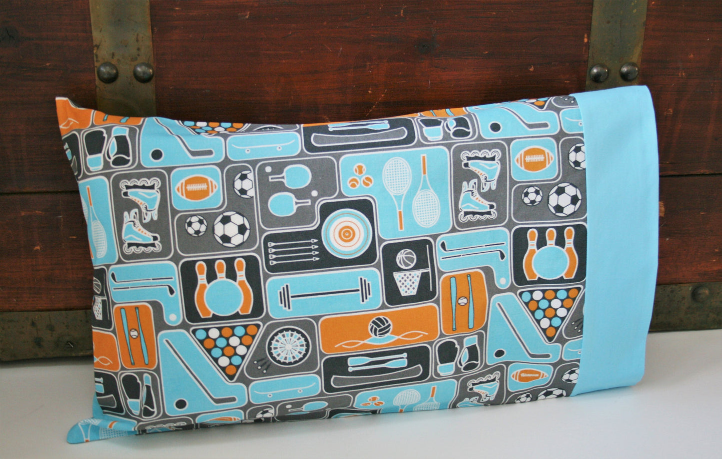 Ready to Ship, Gift for the Sports Lover, Organic Toddler Pillowcase Boy, Organic Travel Pillowcase, Kids, Sports Pillowcase, Gift for Him