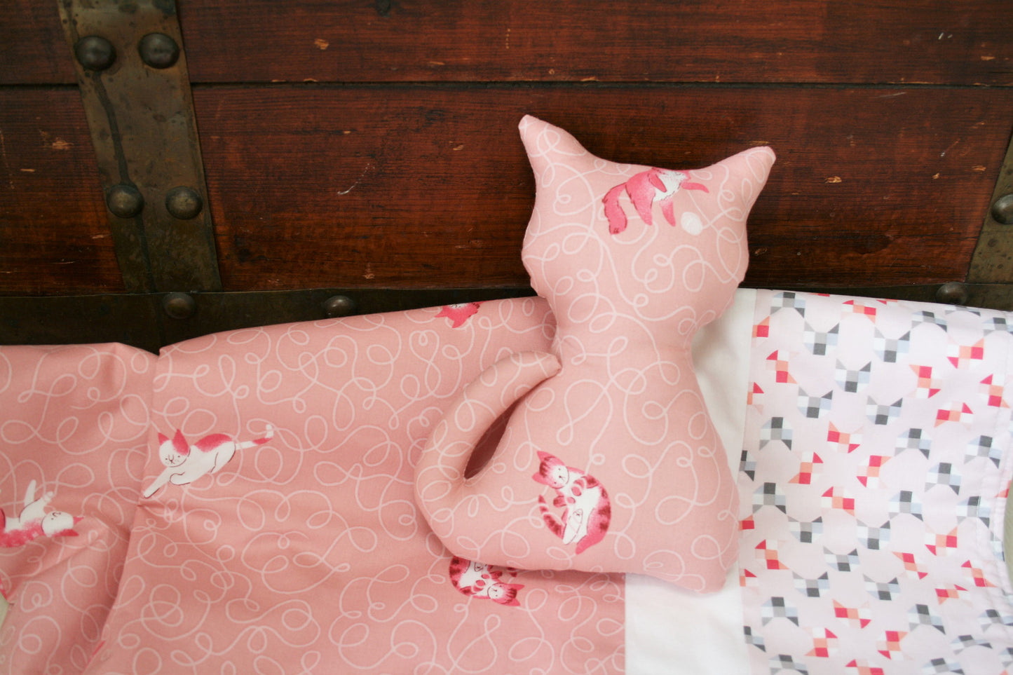 Pink Organic Cotton Baby & Toddler Blanket with Cats